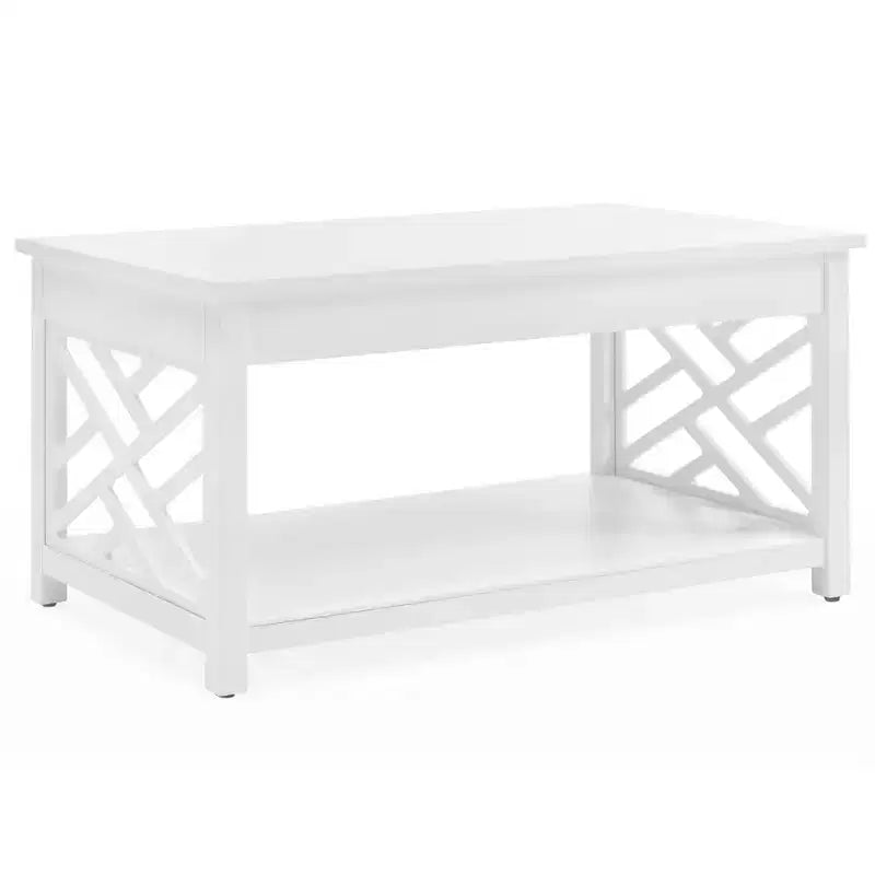 36" Middlebury Coffee Table and End Table White - Alaterre Furniture: Living Room Furniture Set with Storage Shelf