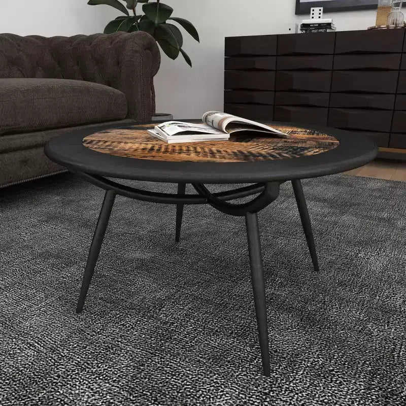 Wood and Iron Coffee Table Gray - Olivia & May: Mid-Century Modern, Oil Rubbed Finish, Tapered Legs