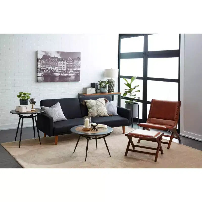 Wood and Iron Coffee Table Gray - Olivia & May: Mid-Century Modern, Oil Rubbed Finish, Tapered Legs