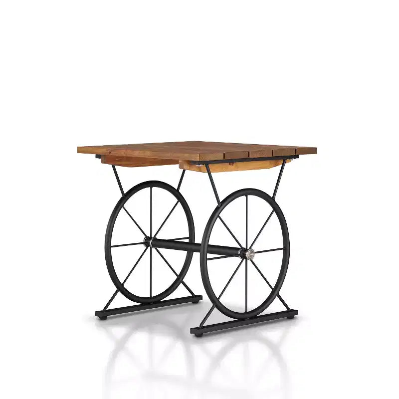 miBasics Bracken End Table Oak/Brown: Farmhouse Style, Industrial Design, Metal Frame, Wood Top, Storage Shelf