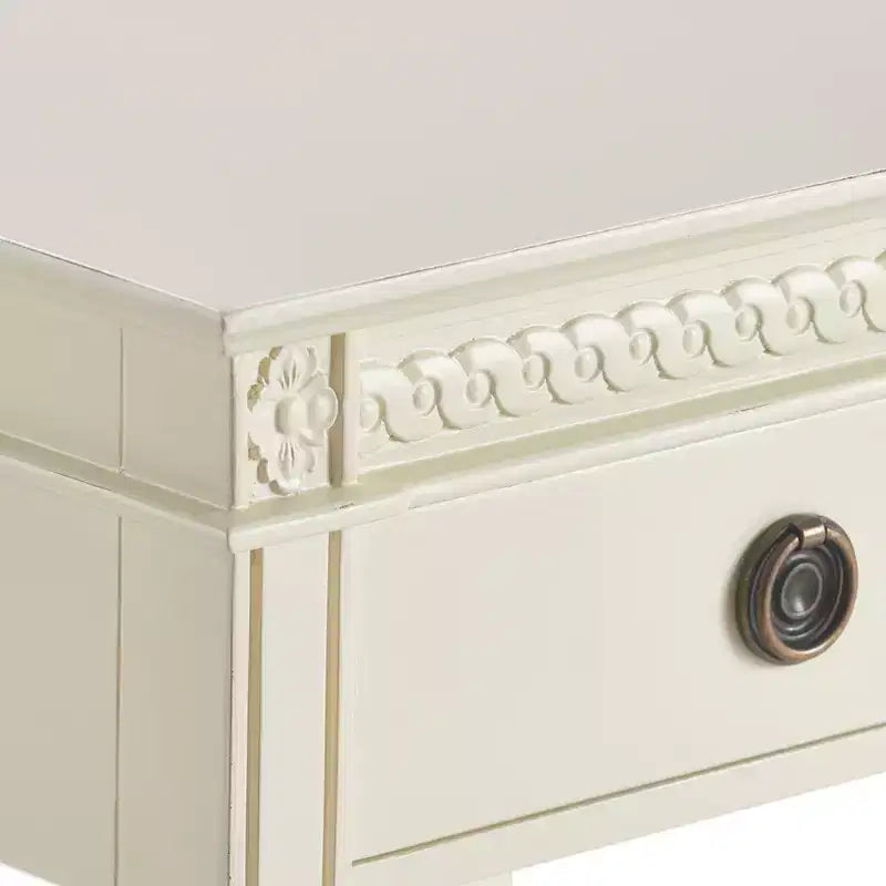 Table de chevet à un tiroir blanc antique - Style campagne française