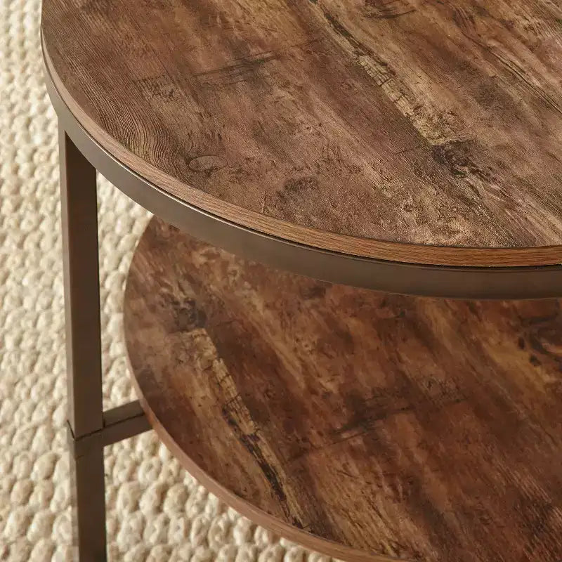 3pc Sedona Rustic Round Occasional Set Brown - Steve Silver: Faux Wood, Iron Base, Low-Gloss Finish