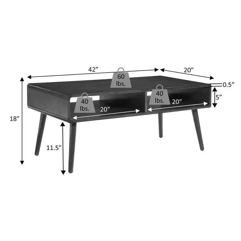 Napa Valley Coffee Table Espresso - Breighton Home: Mid Century Modern, Storage Shelf
