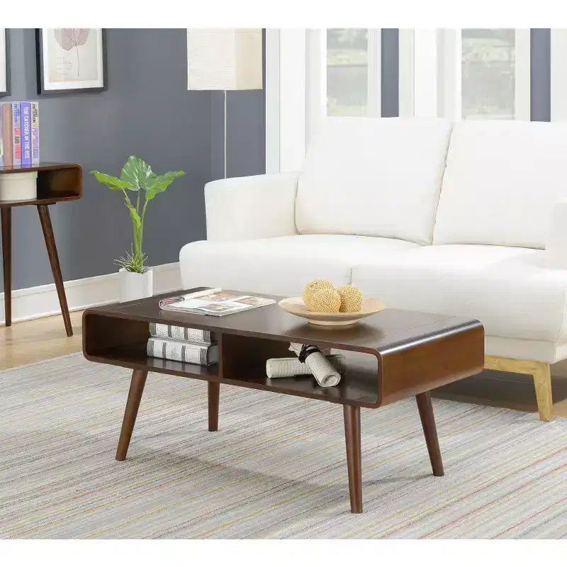 Napa Valley Coffee Table Espresso - Breighton Home: Mid Century Modern, Storage Shelf
