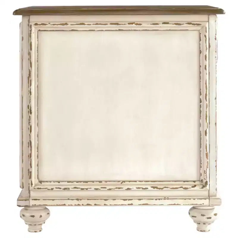 Signature Design by Ashley Realyn Chairside End Table White/Rustic Brown: Antique Distressed Look, Adjustable Shelf Storage