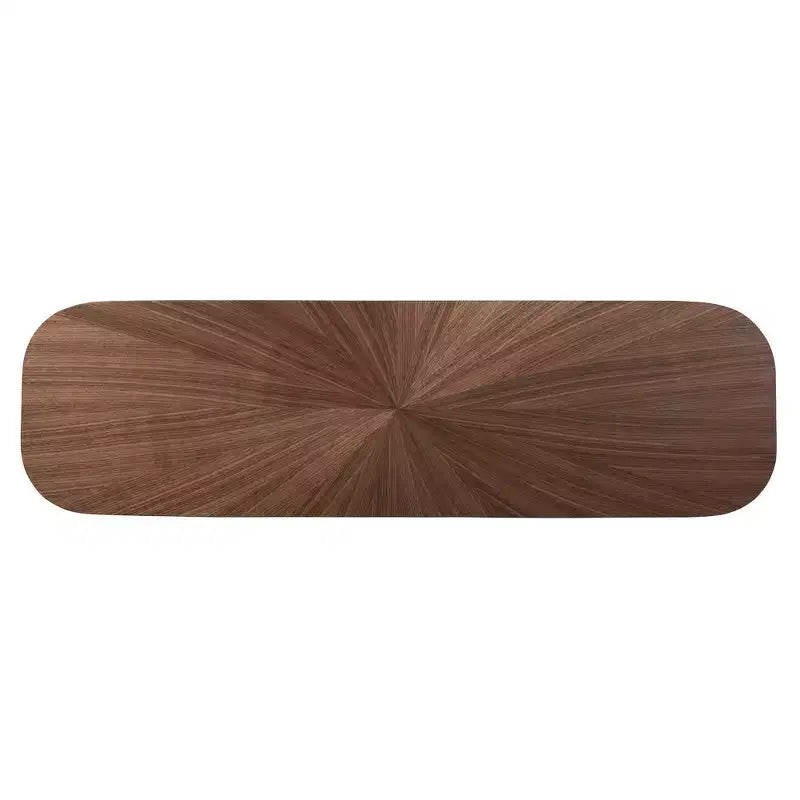 Baxton Studio Wendy Wood Console Table Walnut: Rubberwood Entryway Furniture, Sunburst Pattern, Mid-Century Design