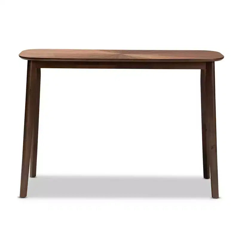 Baxton Studio Wendy Wood Console Table Walnut: Rubberwood Entryway Furniture, Sunburst Pattern, Mid-Century Design