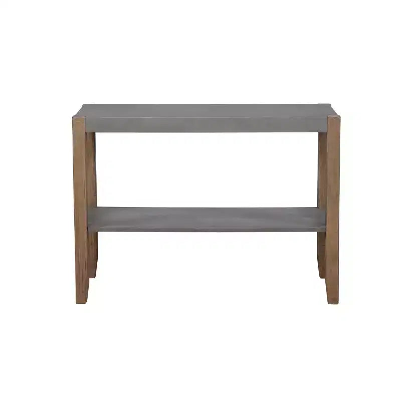 Alaterre Furniture 40" Davenport Faux Concrete and Wood Console Table Light Amber: Modern Entryway Furniture