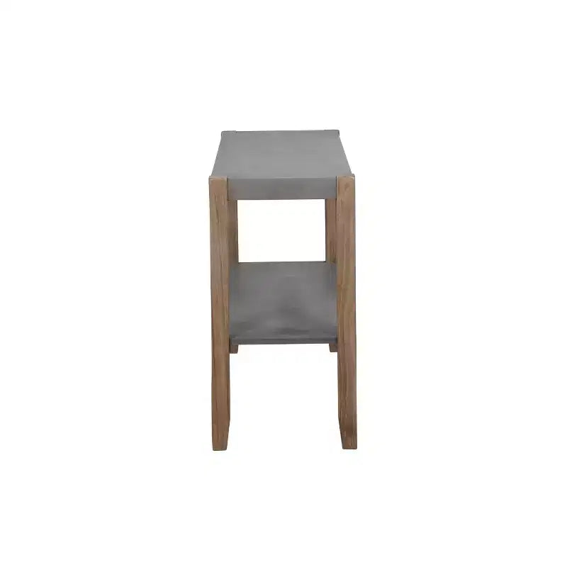 Alaterre Furniture 40" Davenport Faux Concrete and Wood Console Table Light Amber: Modern Entryway Furniture