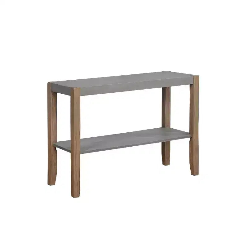Alaterre Furniture 40" Davenport Faux Concrete and Wood Console Table Light Amber: Modern Entryway Furniture
