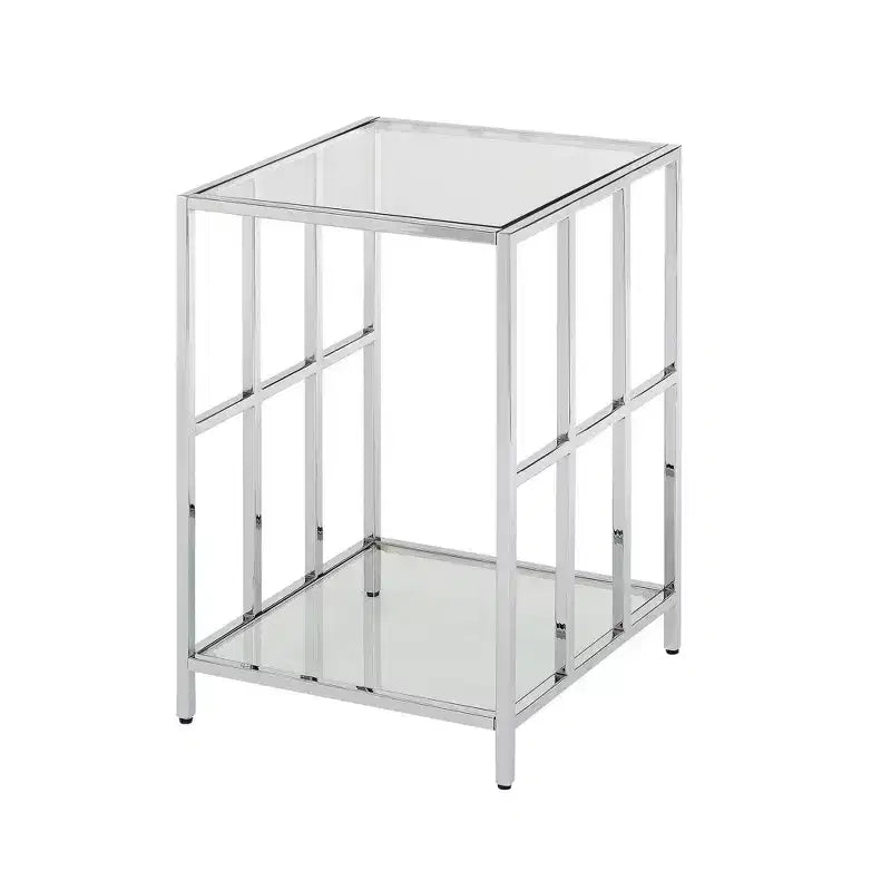 Mission Glass End Table Chrome - Breighton Home