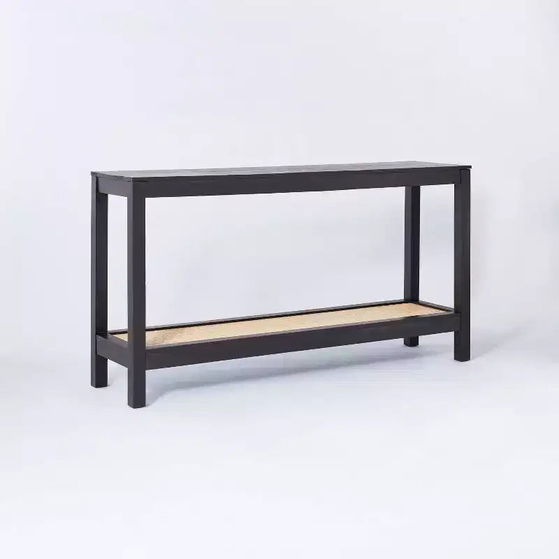 Console Table with Rattan Rattan Shelf Black - Threshold™ designed with Studio McGee