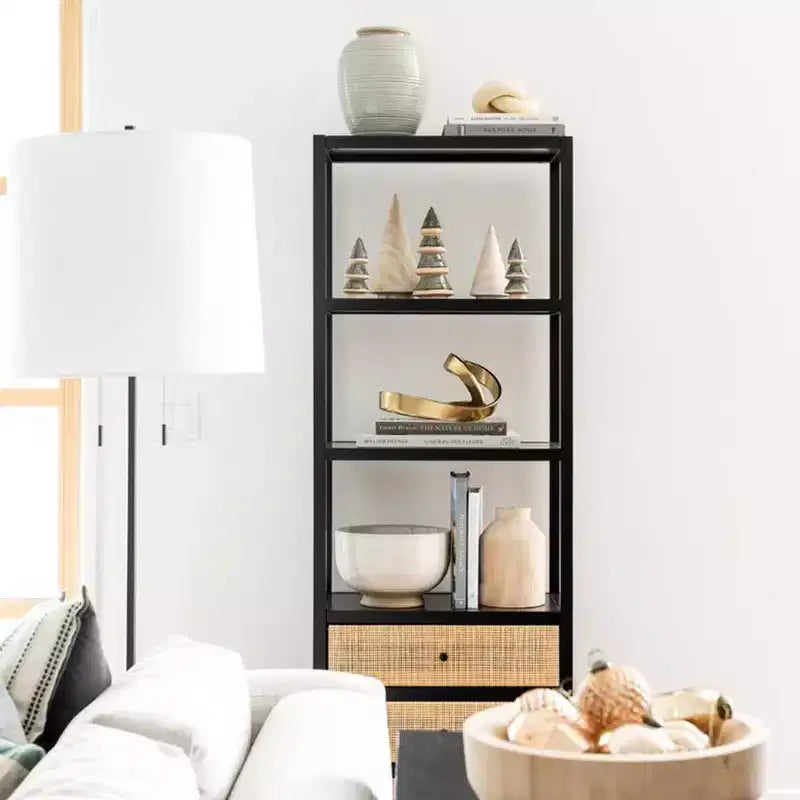 Console de table avec étagère en rotin noir - Threshold™ conçue avec Studio McGee