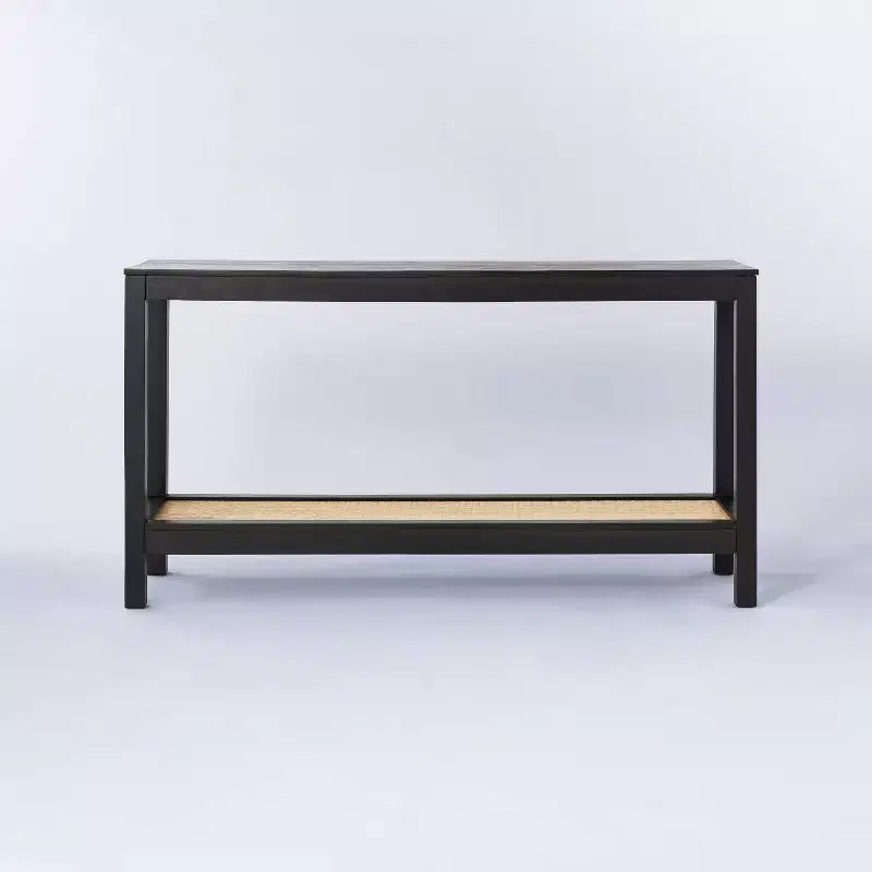 Console de table avec étagère en rotin noir - Threshold™ conçue avec Studio McGee