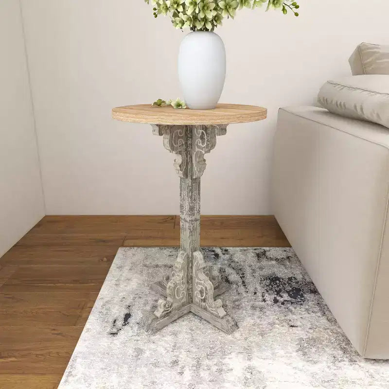 Traditional Round Wood Accent Table White - Olivia & May