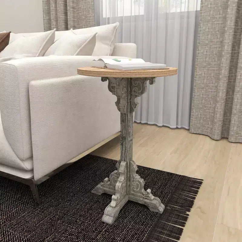 Traditional Round Wood Accent Table White - Olivia & May