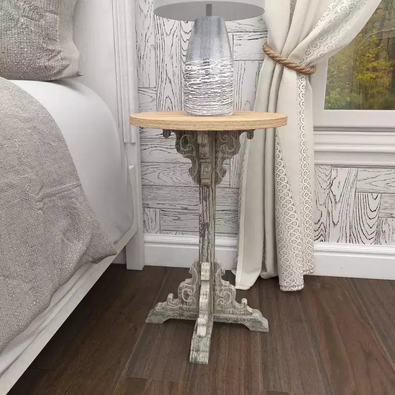 Traditional Round Wood Accent Table White - Olivia & May