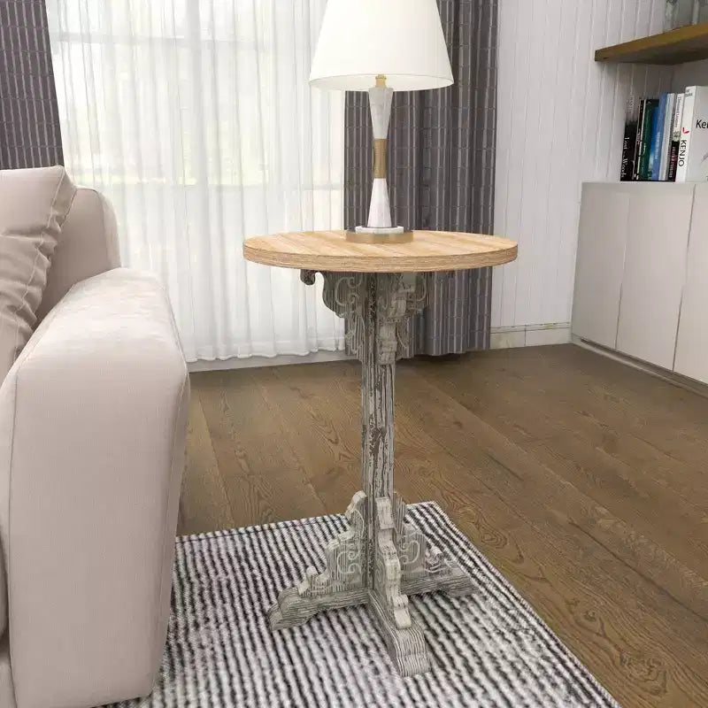 Traditional Round Wood Accent Table White - Olivia & May