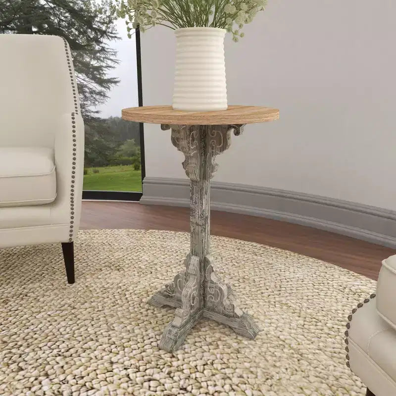 Traditional Round Wood Accent Table White - Olivia & May