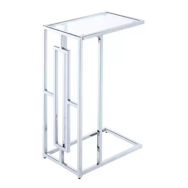 Breighton Home Town Square Chrome C End Table in Glass/Chrome
