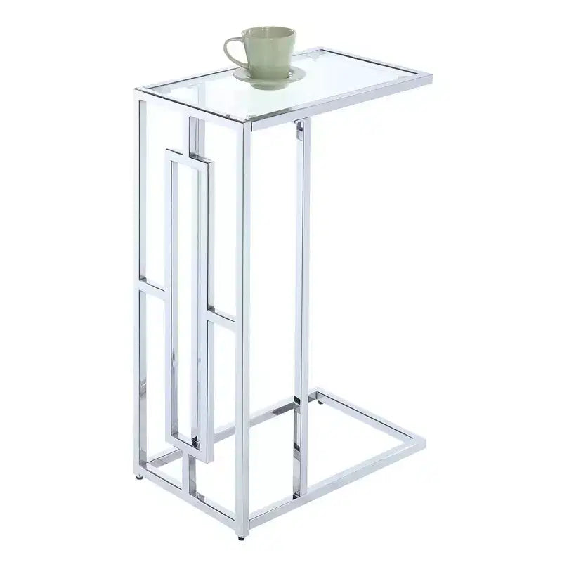 Breighton Home Town Square Chrome C End Table in Glass/Chrome