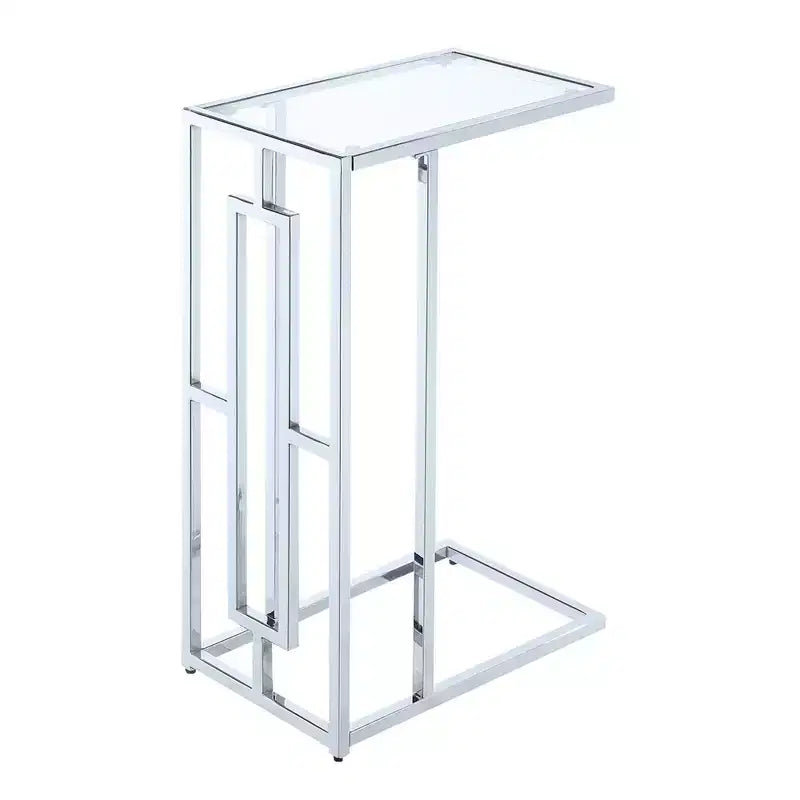 Breighton Home Town Square Chrome C End Table in Glass/Chrome