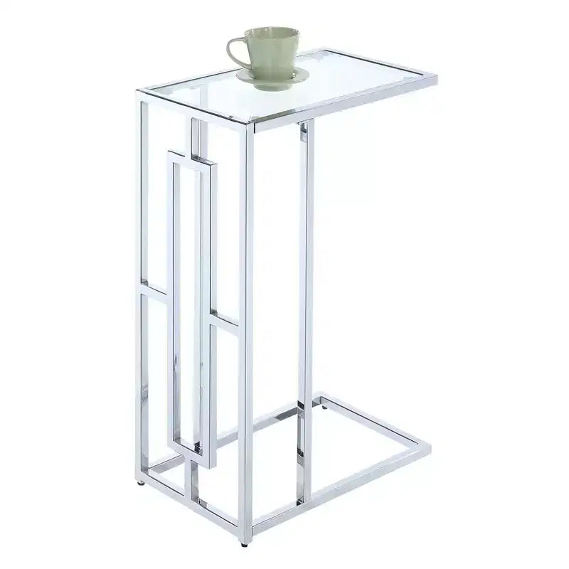 Breighton Home Town Square Chrome C End Table in Glass/Chrome