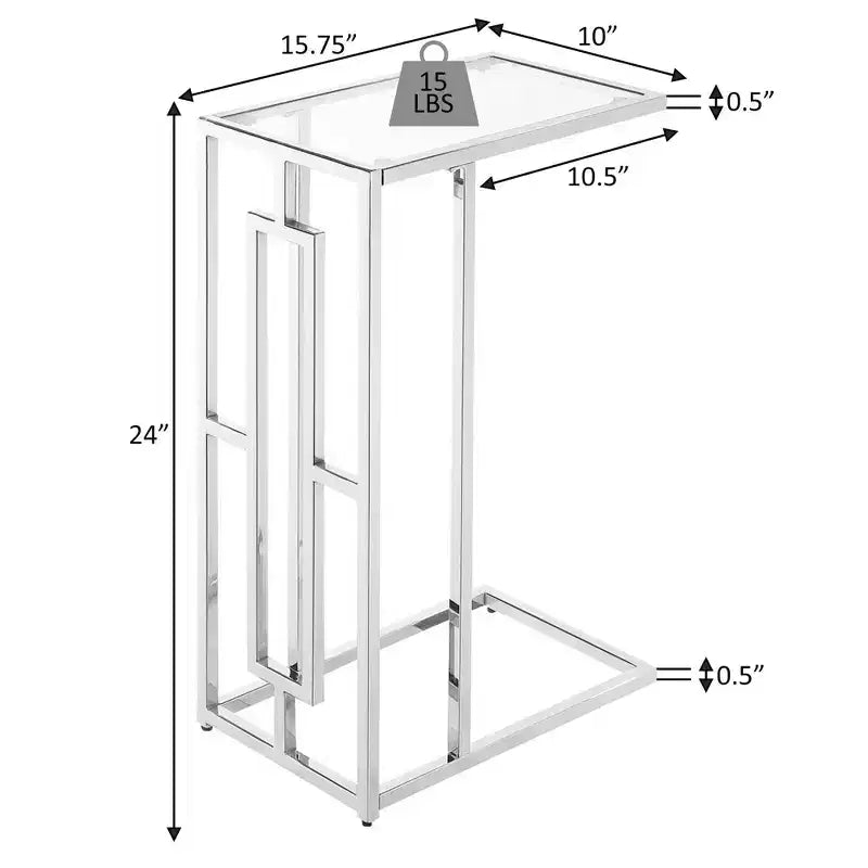 Breighton Home Town Square Chrome C End Table in Glass/Chrome
