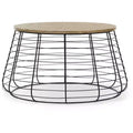 Morris Coffee Table Black - ClickDecor: Round Pedestal, Distressed Finish, Wood Composite, Metal Hardware, Living Room Storage