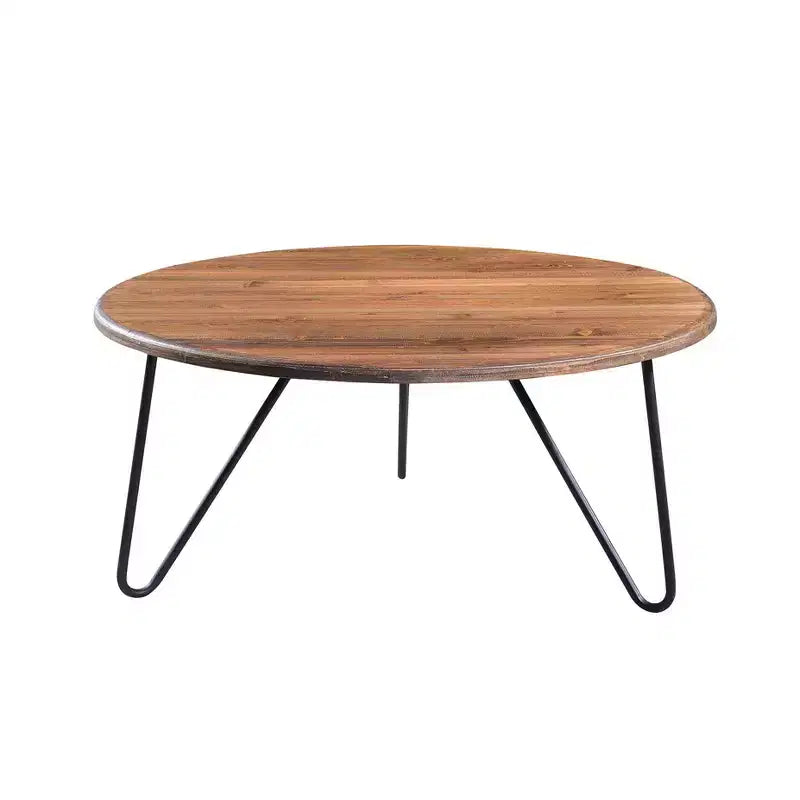 Bryant Round Coffee Table Aged Pine - Serta: Modern Farmhouse Design, Hairpin Legs, Low Profile