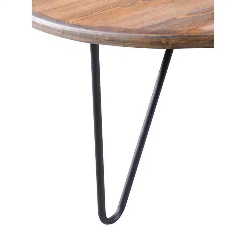Bryant Round Coffee Table Aged Pine - Serta: Modern Farmhouse Design, Hairpin Legs, Low Profile