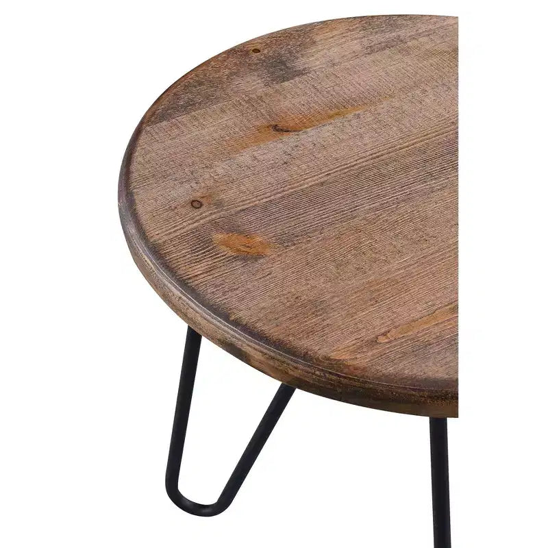 Bryant Round Coffee Table Aged Pine - Serta: Modern Farmhouse Design, Hairpin Legs, Low Profile