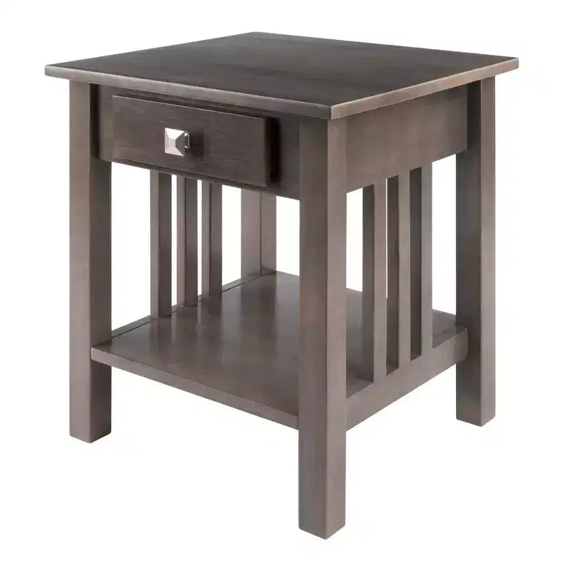 Stafford End Table Oyster Gray - Winsome: Wood Composite Frame, Rectangle Shape, 1 Drawer & Shelf, 22" H, 19.92" W