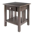 Stafford End Table Oyster Gray - Winsome: Wood Composite Frame, Rectangle Shape, 1 Drawer & Shelf, 22" H, 19.92" W