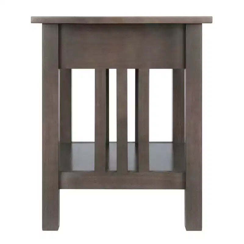 Stafford End Table Oyster Gray - Winsome: Wood Composite Frame, Rectangle Shape, 1 Drawer & Shelf, 22" H, 19.92" W