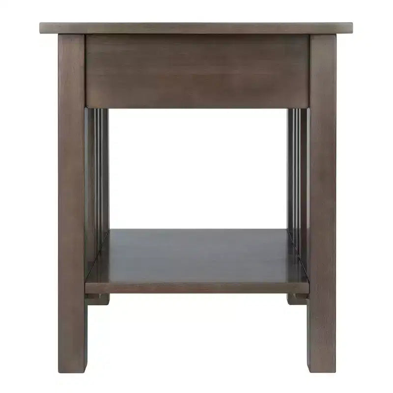 Stafford End Table Oyster Gray - Winsome: Wood Composite Frame, Rectangle Shape, 1 Drawer & Shelf, 22" H, 19.92" W