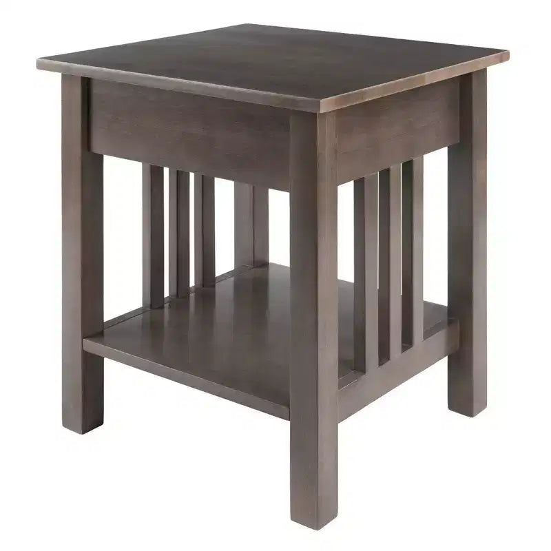Stafford End Table Oyster Gray - Winsome: Wood Composite Frame, Rectangle Shape, 1 Drawer & Shelf, 22" H, 19.92" W