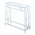 Town Square Chrome Hall Table Chrome - Breighton Home: Modern Glass Shelf, Silver Metal Frame