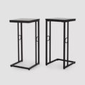 Set of 2 Bader Modern C-Shaped Side Table Black - Christopher Knight Home: Iron Frame, MDF Top, No Assembly Required