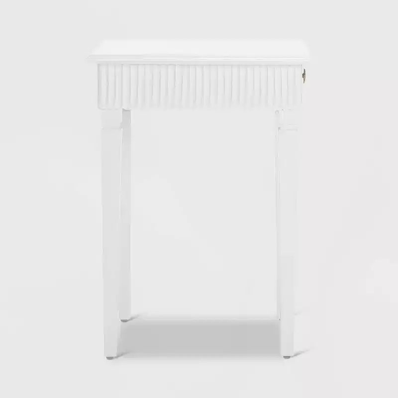 Atwood Side Table with Drawer White - Finch: Mango Wood, Scandinavian Style, No Assembly Required