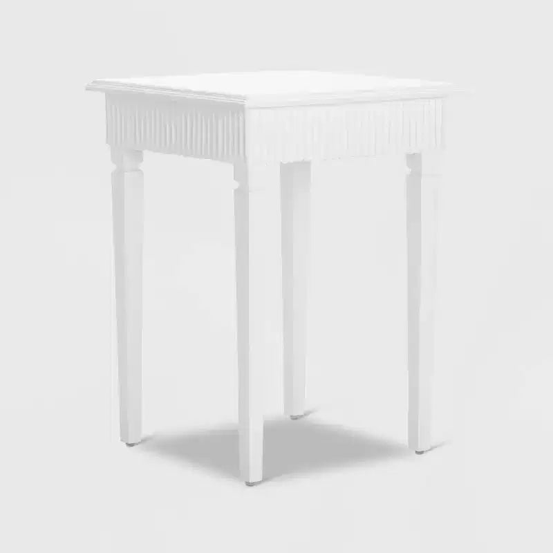 Atwood Side Table with Drawer White - Finch: Mango Wood, Scandinavian Style, No Assembly Required