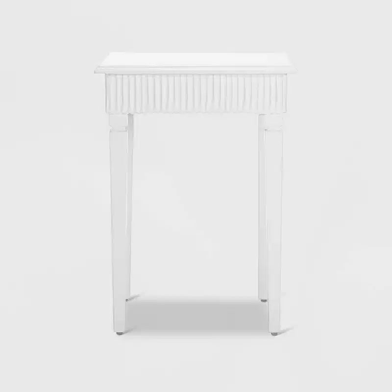 Atwood Side Table with Drawer White - Finch: Mango Wood, Scandinavian Style, No Assembly Required