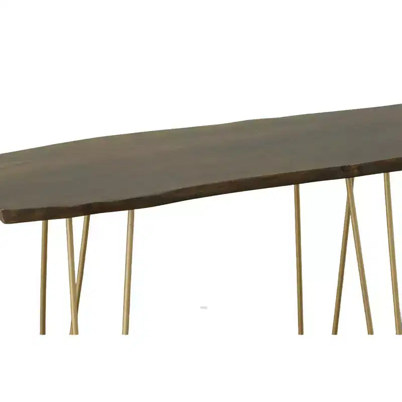 Carolina Living Carolina Living Langdon Live Edge Console Table Elm/Gold: Acacia Top, Metal Frame, Non-Toxic Finish