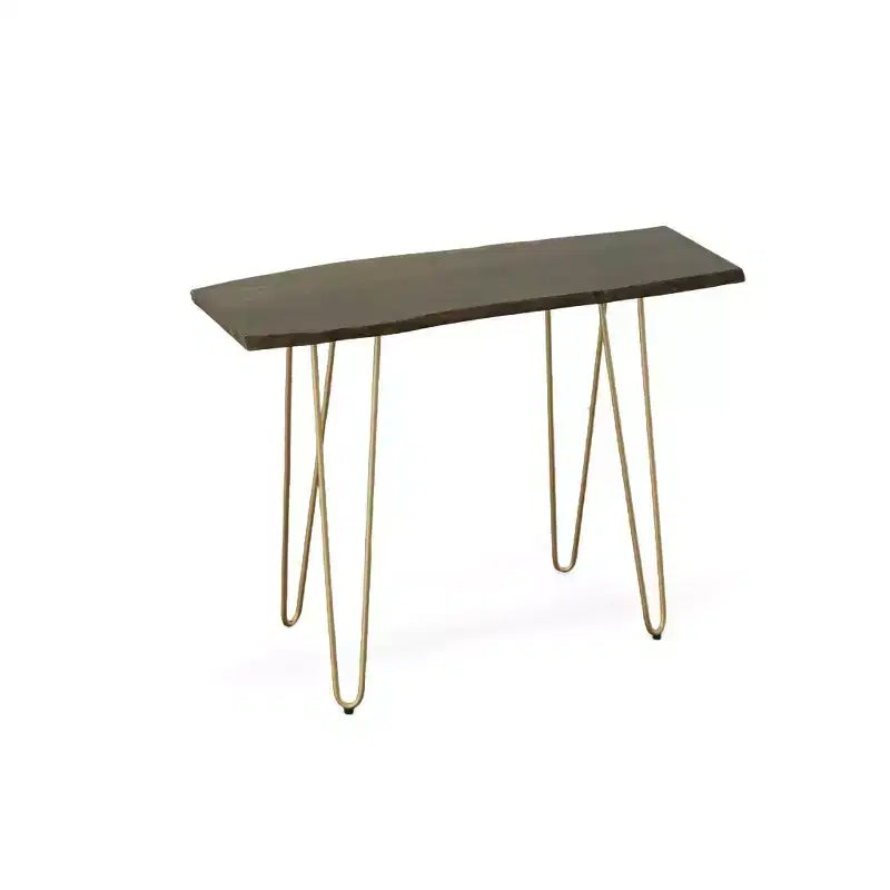 Carolina Living Carolina Living Langdon Live Edge Console Table Elm/Gold: Acacia Top, Metal Frame, Non-Toxic Finish