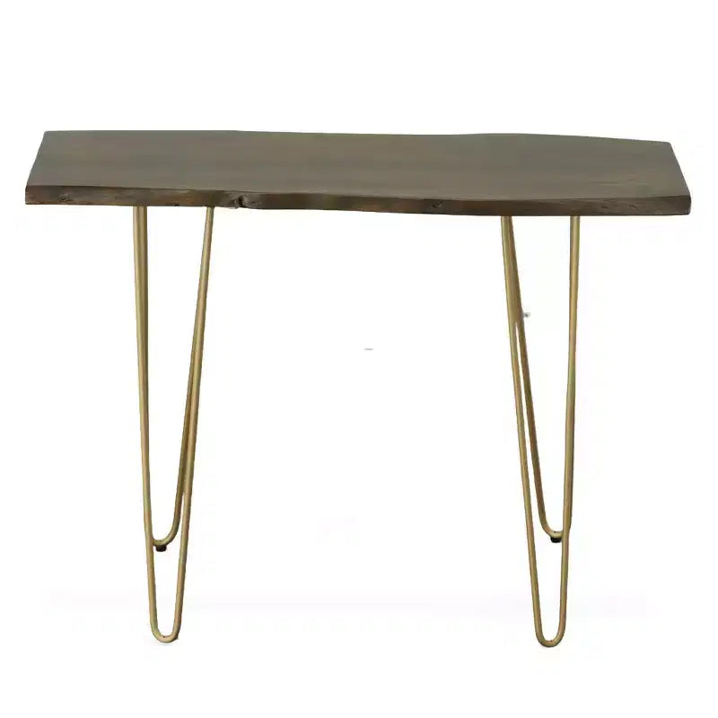 Carolina Living Carolina Living Langdon Live Edge Console Table Elm/Gold: Acacia Top, Metal Frame, Non-Toxic Finish