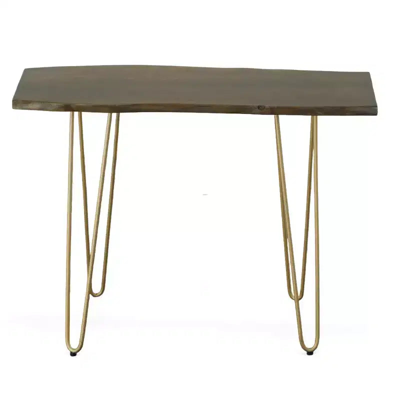 Carolina Living Carolina Living Langdon Live Edge Console Table Elm/Gold: Acacia Top, Metal Frame, Non-Toxic Finish