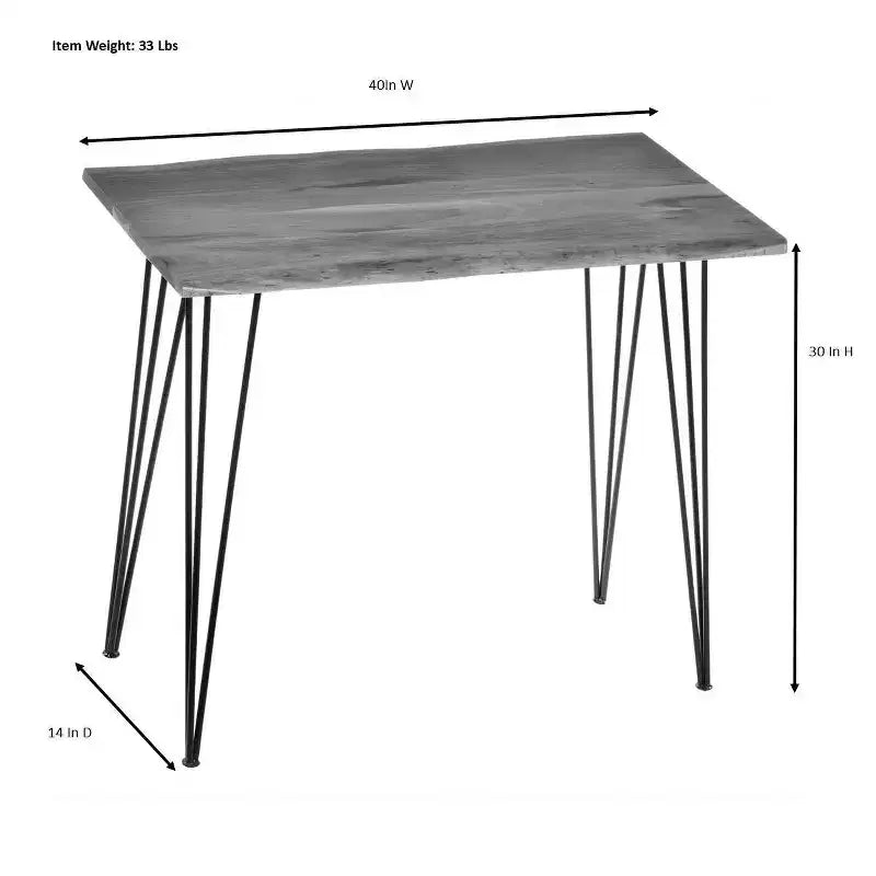 Carolina Living Carolina Living Langdon Live Edge Console Table Elm/Gold: Acacia Top, Metal Frame, Non-Toxic Finish