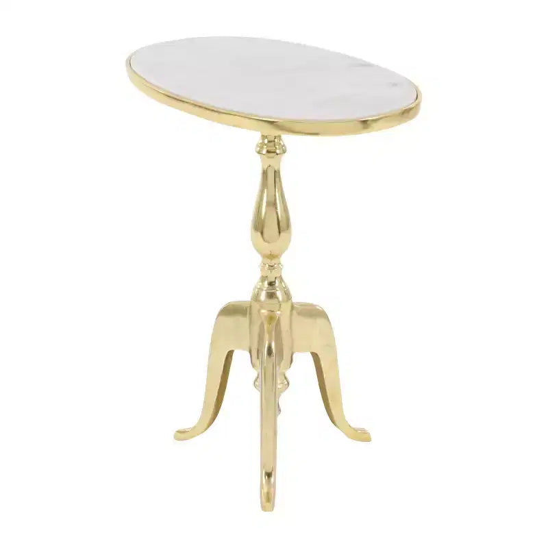 Traditional Marble Accent Table Gold - Olivia & May: Elegant Aluminum Tripod Base, Indoor Use