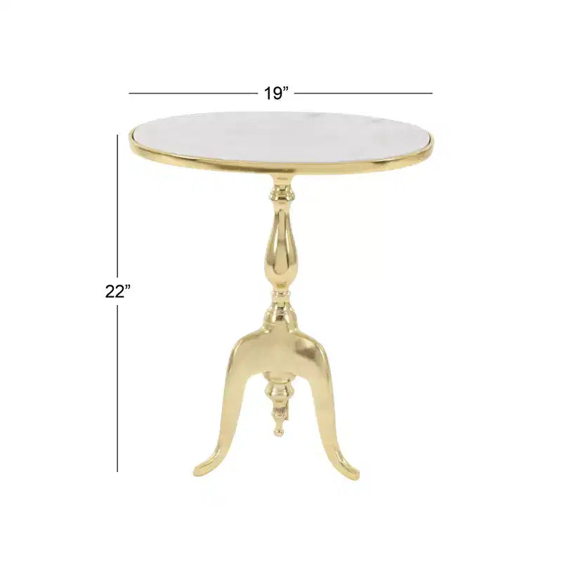 Traditional Marble Accent Table Gold - Olivia & May: Elegant Aluminum Tripod Base, Indoor Use