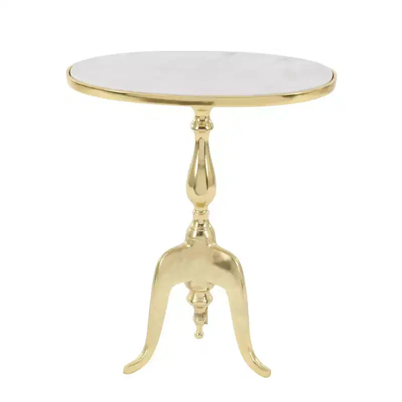Traditional Marble Accent Table Gold - Olivia & May: Elegant Aluminum Tripod Base, Indoor Use
